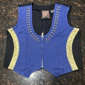 Gordon & James Signature ︱Womens ︱Multi-Colored Vest︱Gold/Silver Studded︱XS/S